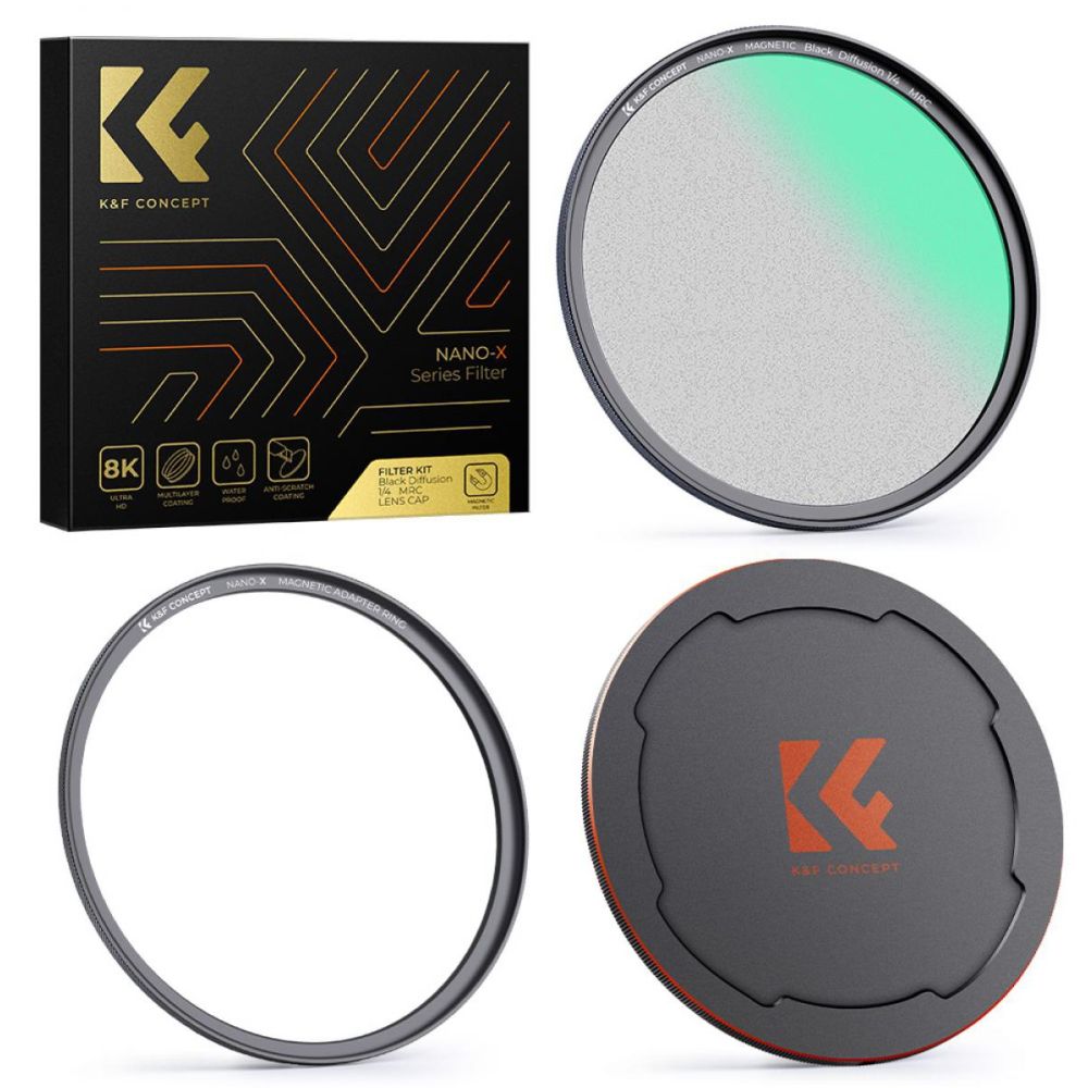 K&F Concept Magnetischer 1/4 Black Mist Nano-X-Filter inklusive Adapterring und Objektivdeckel 77 mm