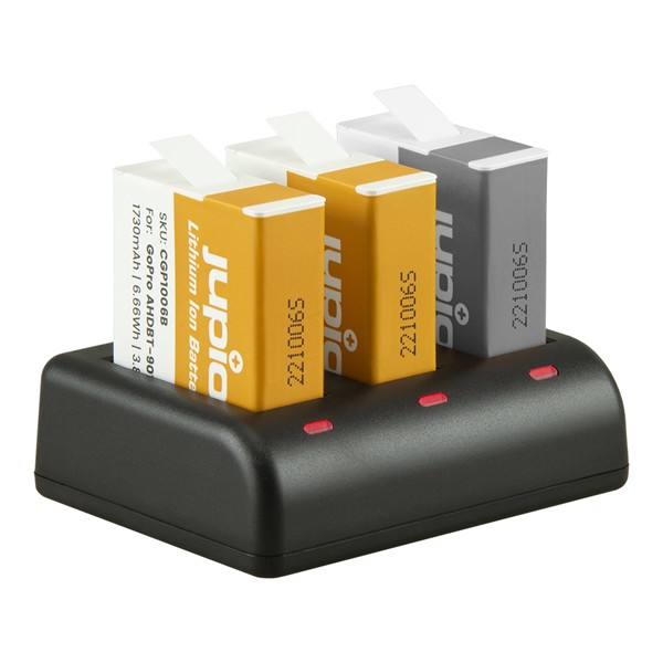+ Jupio USB-Dreifach-Ladegerät Enduro HERO 9/10/11 GoPro Kompaktes Value 2x Pack: 1730mAh Kamera Akku - Express