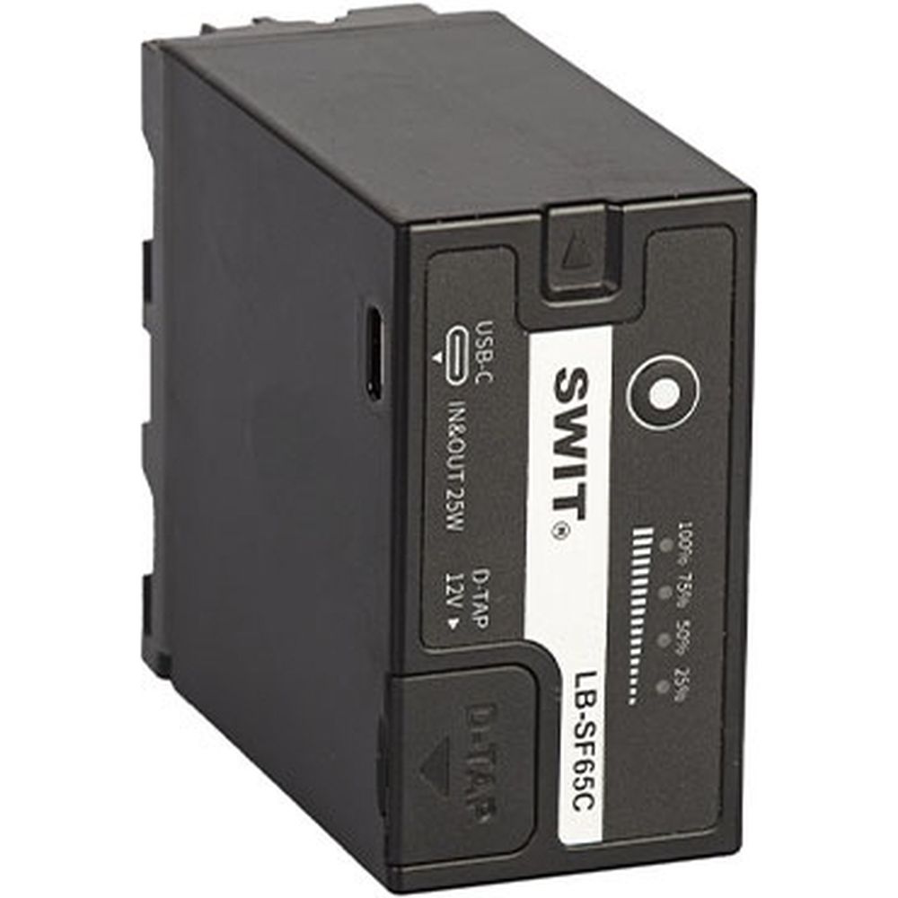 Der SWIT LB-SF65C 65Wh NP-F-DV-Akku mit 12V D-Tap und USB-C ist kompatibel mit der Sony L-Serie.